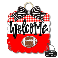 Red and White Football Scallop w / mini