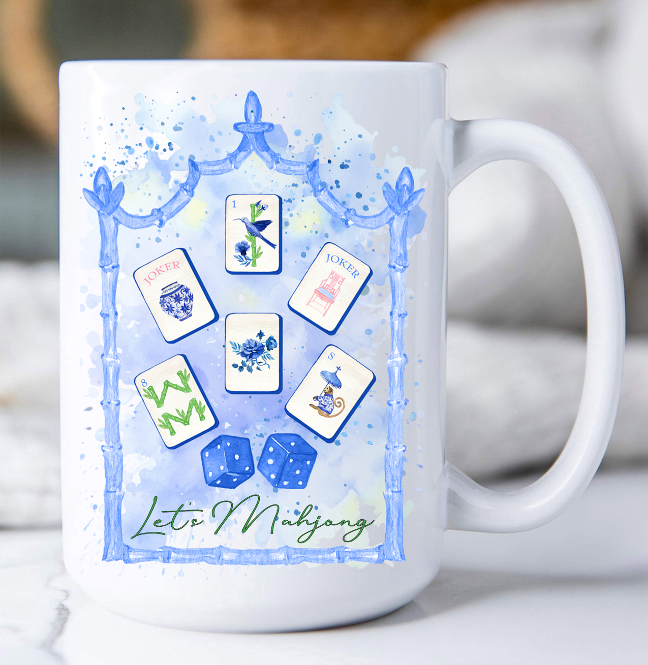 Let's Mahjong Blue Coffee Mug