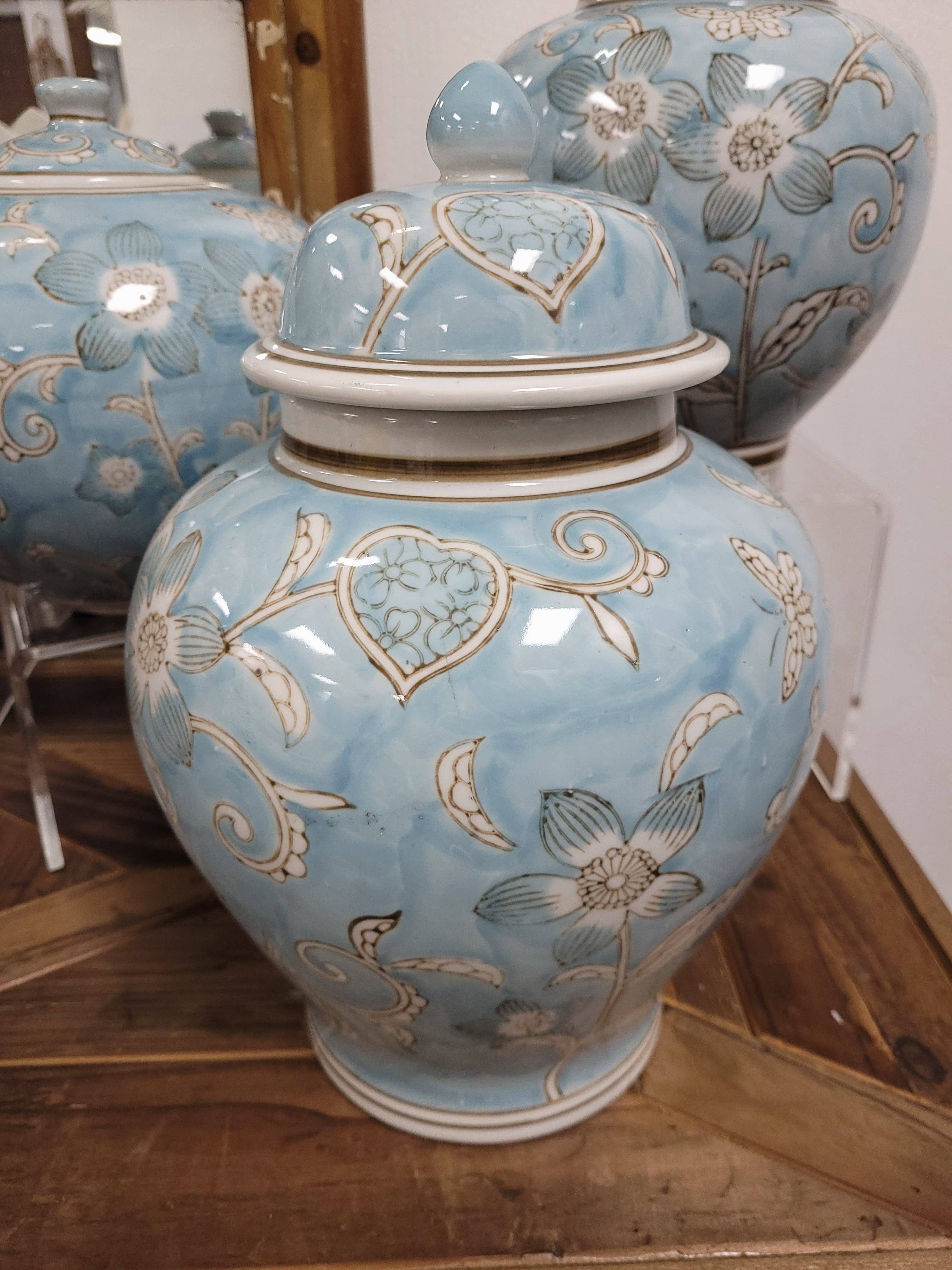 Light Blue & White Chinoiserie Ginger Jar 12"