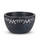 Black Washed Wood/Metal Inlay Tall Bowl