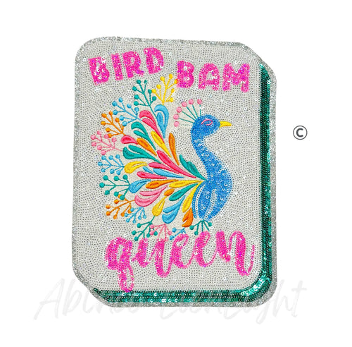 Bird Bam Queen Peacock Tile Mahjong Sequins Patch - Large