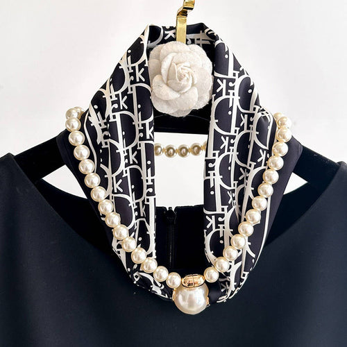 Pearl Magnetic Skinny Silk Neck Scarf_CWASC03931