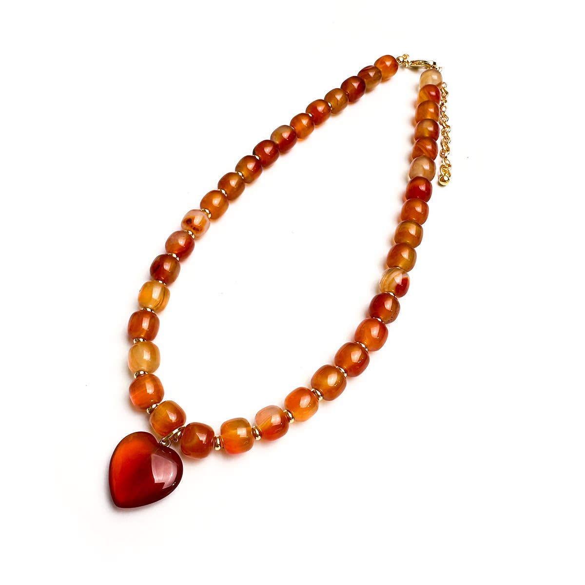 Natural Stone Heart Pendant Necklace Maillard Style Jewelry