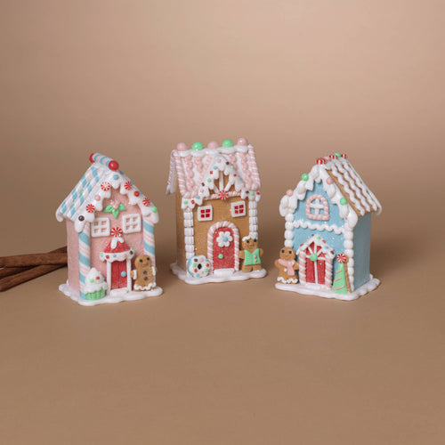 5"H Clay Dough Gingerbread House, 3 Asst