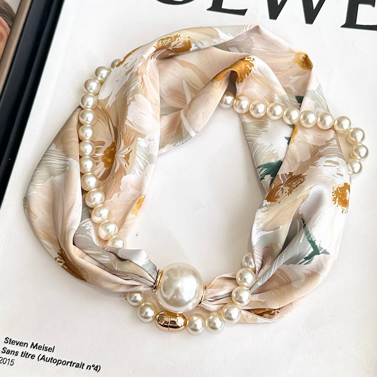 Pearl Magnetic Skinny Silk Neck Scarf_CWASC03931