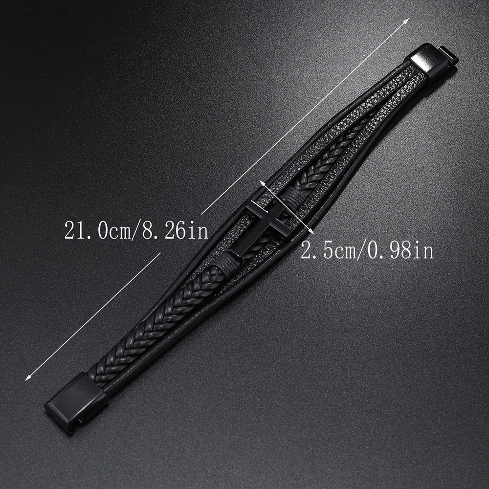 Men's Multilayered Cross Bracelet