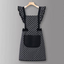 Houndstooth /Solid Color Waterproof Work Apron_CWMM6792