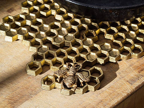 Honeycomb Trivet with Bee-8.5"L-4293