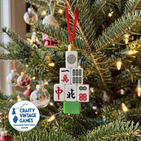 Mahjong Tile Tree Christmas Ornament, Authentic Mahjong Tiles, Mahjong Lover Gift, Game Night Decor, family Christmas Gift for mahjong mama