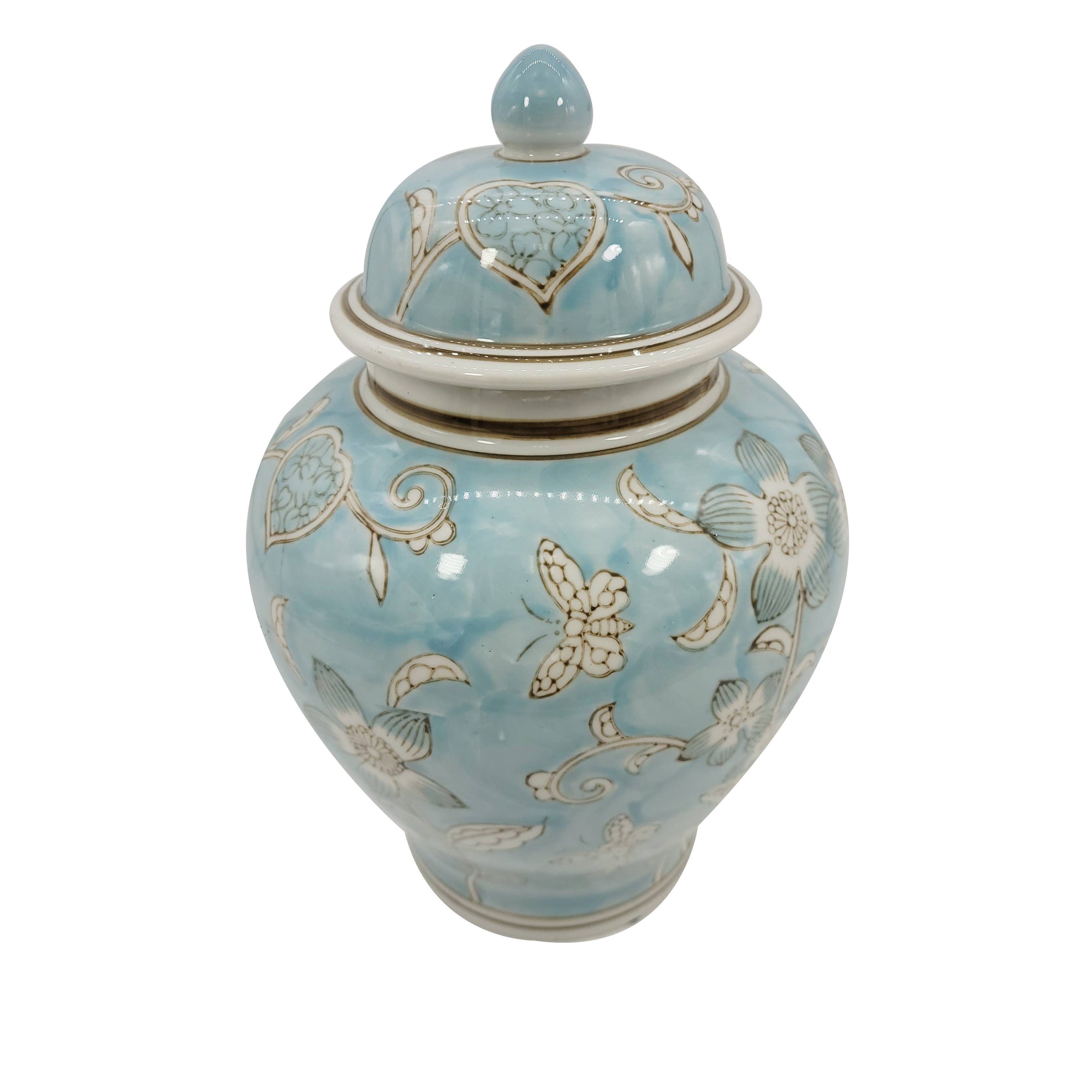 Light Blue & White Chinoiserie Ginger Jar 12"
