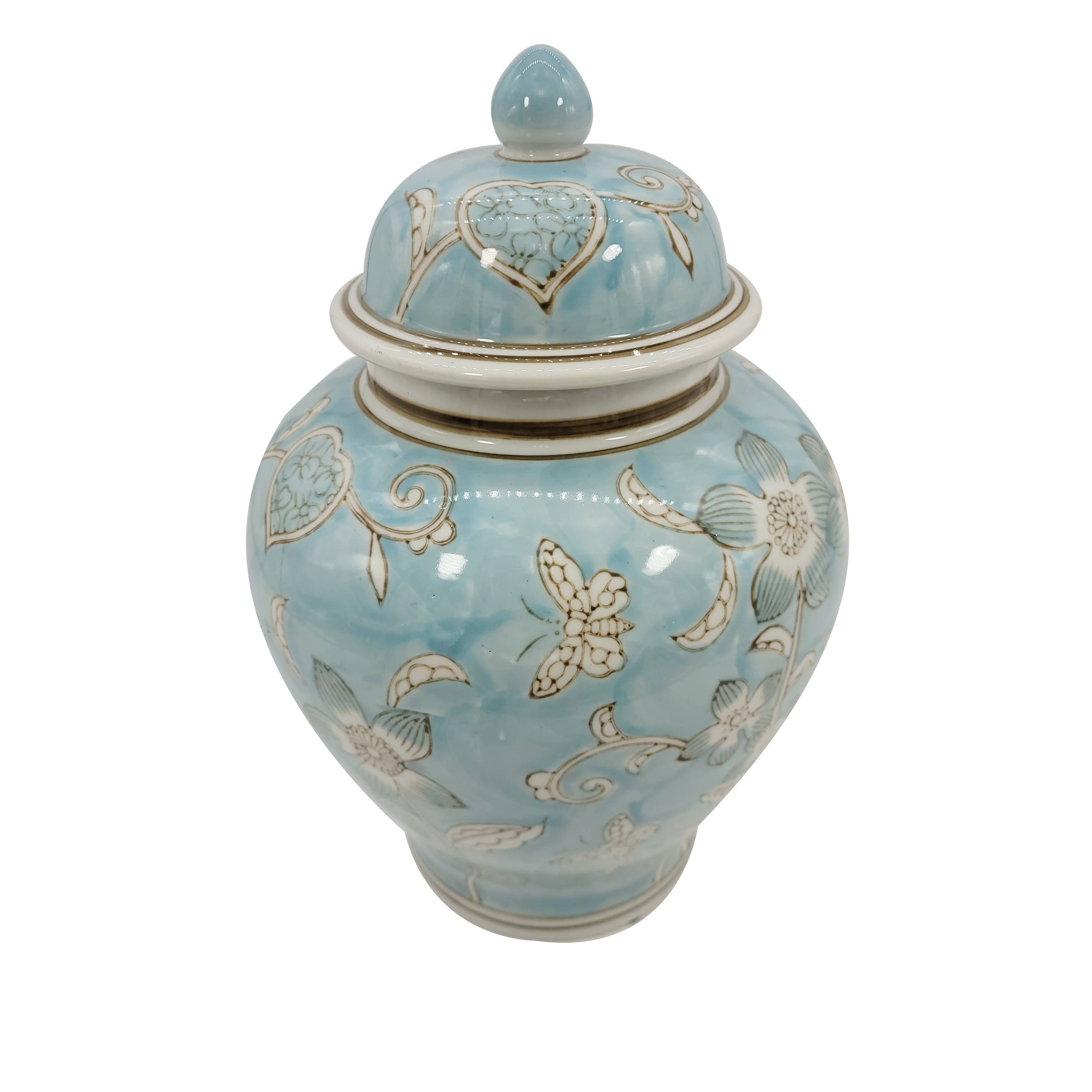 Light Blue & White Chinoiserie Ginger Jar 12"