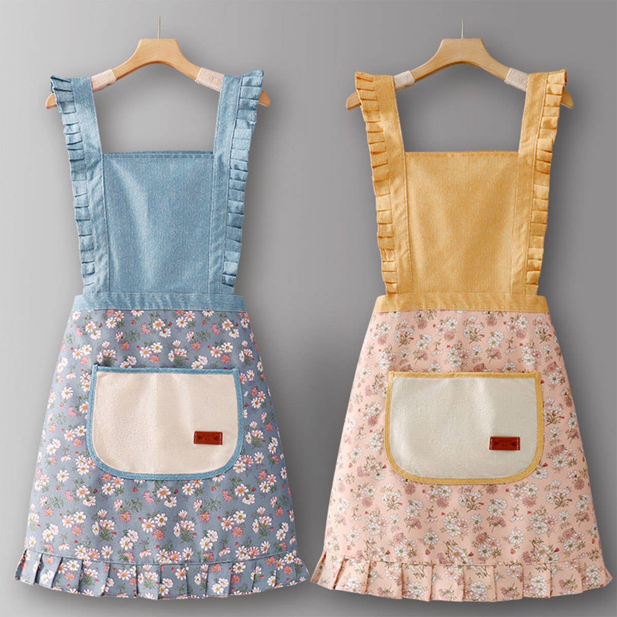 Cute Floral Canvas Apron for Women with Straps_CWMM6580