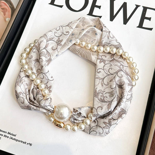 Pearl Magnetic Skinny Silk Neck Scarf_CWASC03931