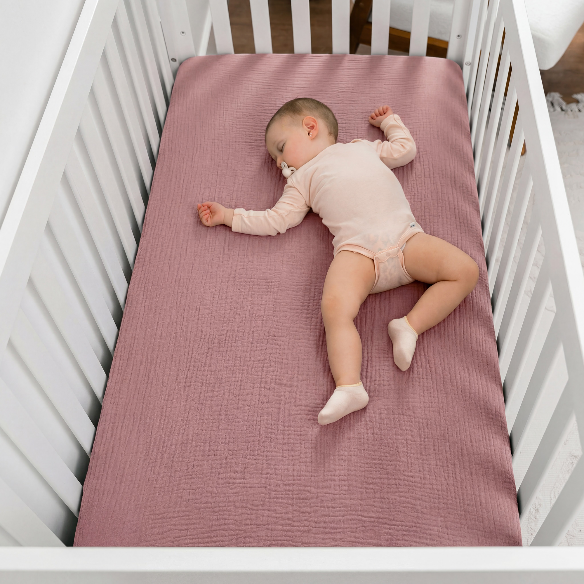 Muslin Cotton Fitted Crib Sheet, 2 Pack by Comfy Cubs