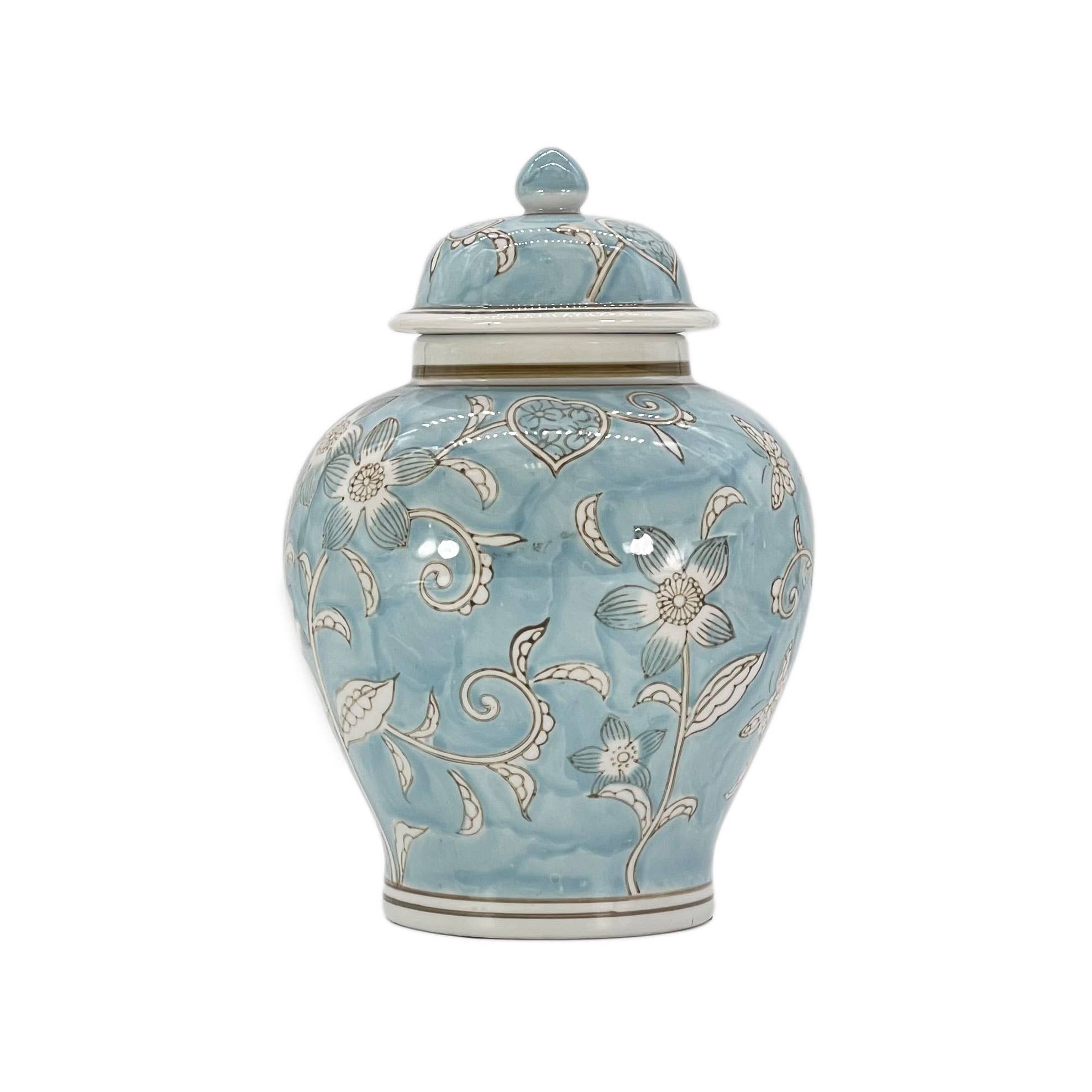 Light Blue & White Chinoiserie Ginger Jar 12"