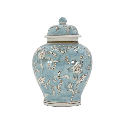 Light Blue & White Chinoiserie Ginger Jar 12"