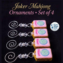 Pink Mahjong Joker Ornaments, Mahj Christmas Set of 4, Authentic Mahjong Tile, Mahjong Lover Christmas Gift for her, club ornament exchange