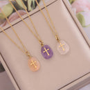 WOMEN NATURAL STONE CROSS NECKLACE_CWAJE0630