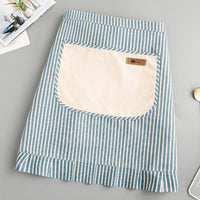 Stripe Half-length linen cooking Apron with pockets_CWMM2033