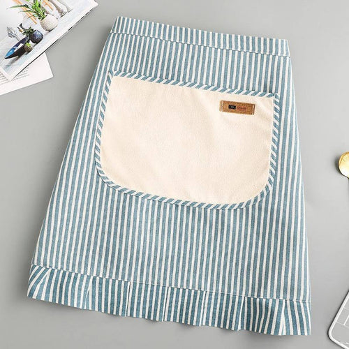 Stripe Half-length linen cooking Apron with pockets_CWMM2033