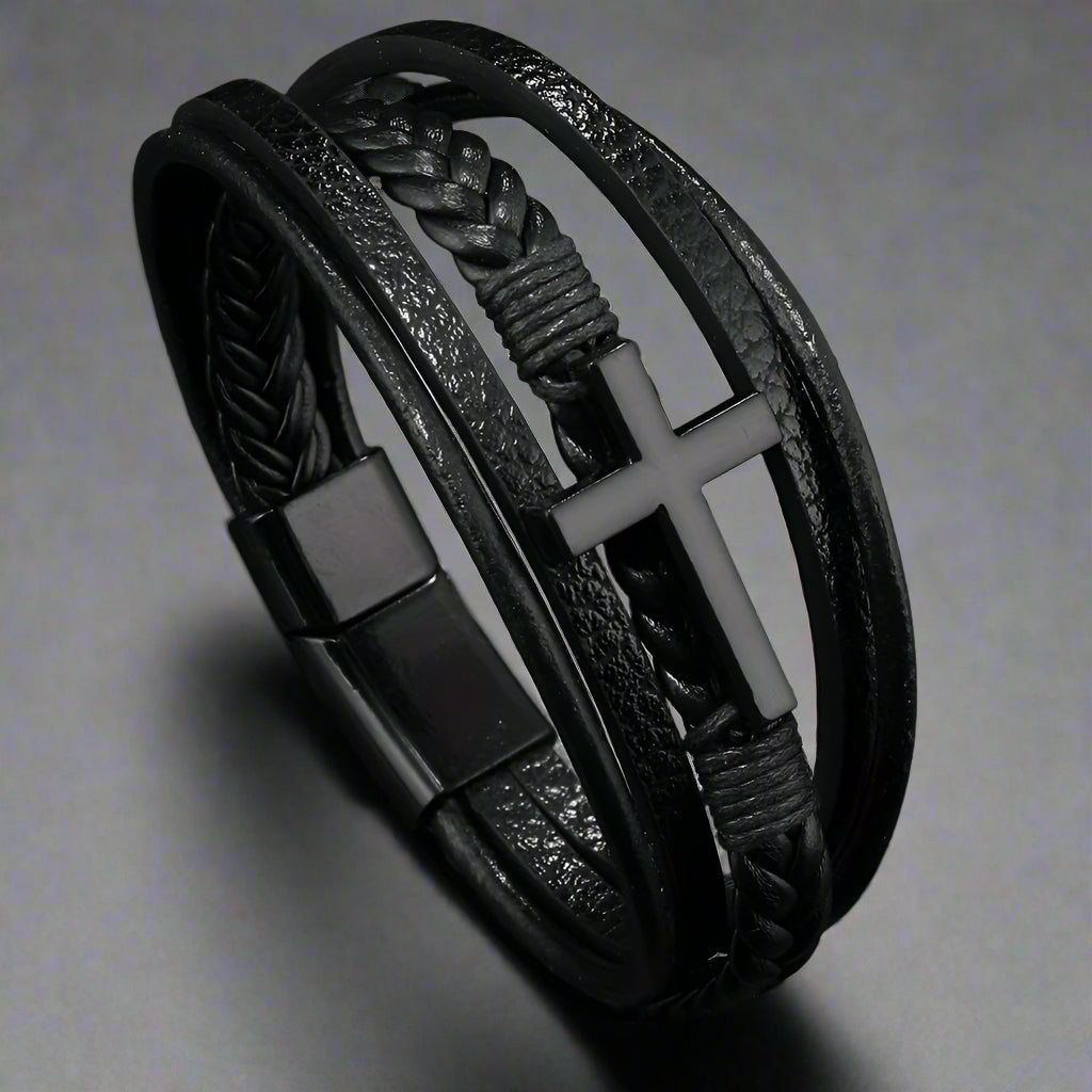 Men's Multilayered Cross Bracelet