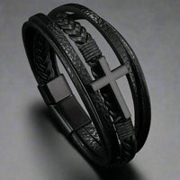 Men's Multilayered Cross Bracelet