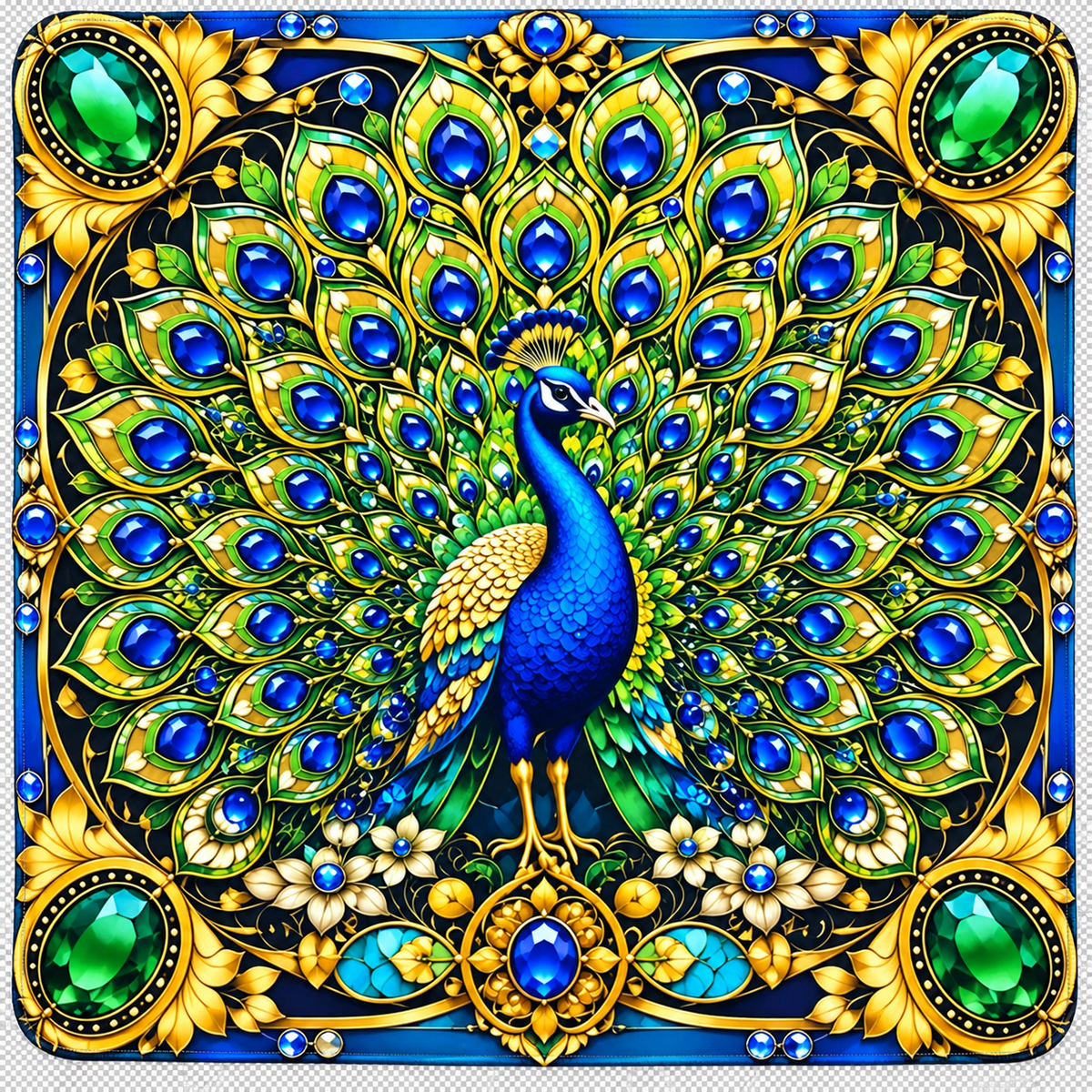 Mahjong Mat-Gemstone Peacock Mat