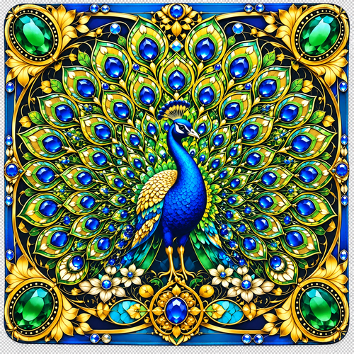 Mahjong Mat-Gemstone Peacock Mat