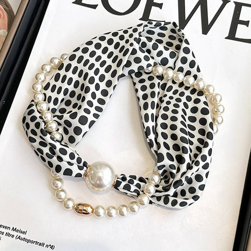 Pearl Magnetic Skinny Silk Neck Scarf_CWASC03931