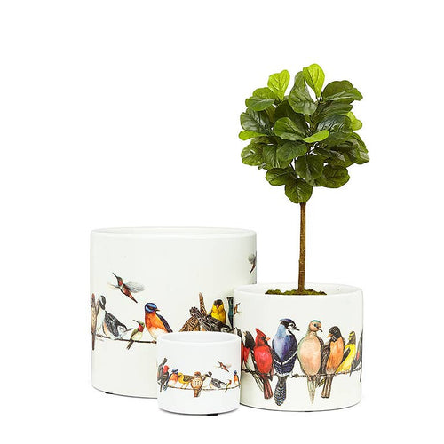 Sm Birds on Wire Planter-4.5" D