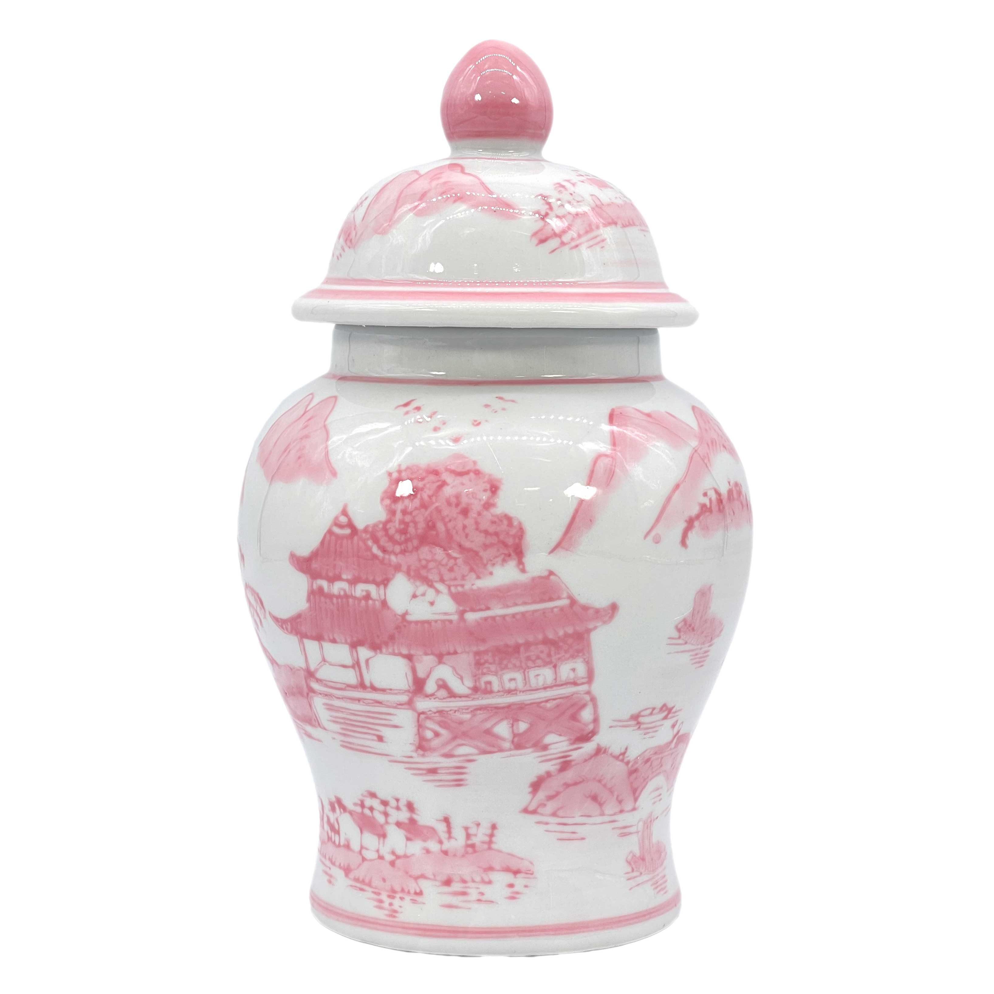 Small Chinoiserie Ceramic Tea & Ginger Jar 8"