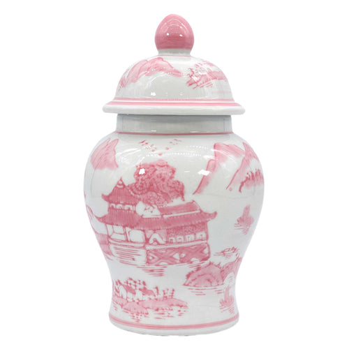 Small Chinoiserie Ceramic Tea & Ginger Jar 8"
