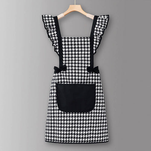 Houndstooth /Solid Color Waterproof Work Apron_CWMM6792