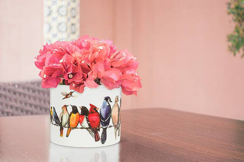 Sm Birds on Wire Planter-4.5" D