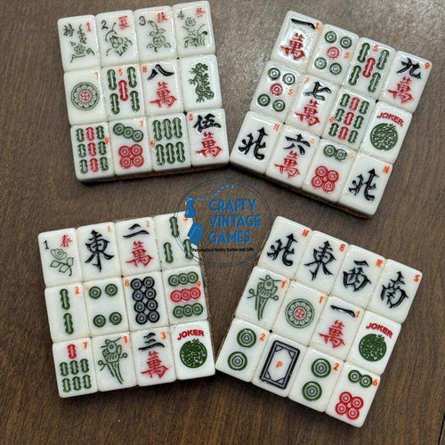 Mahjong tiles coaster set, custom set of 4