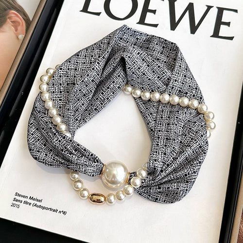 Pearl Magnetic Skinny Silk Neck Scarf_CWASC03931