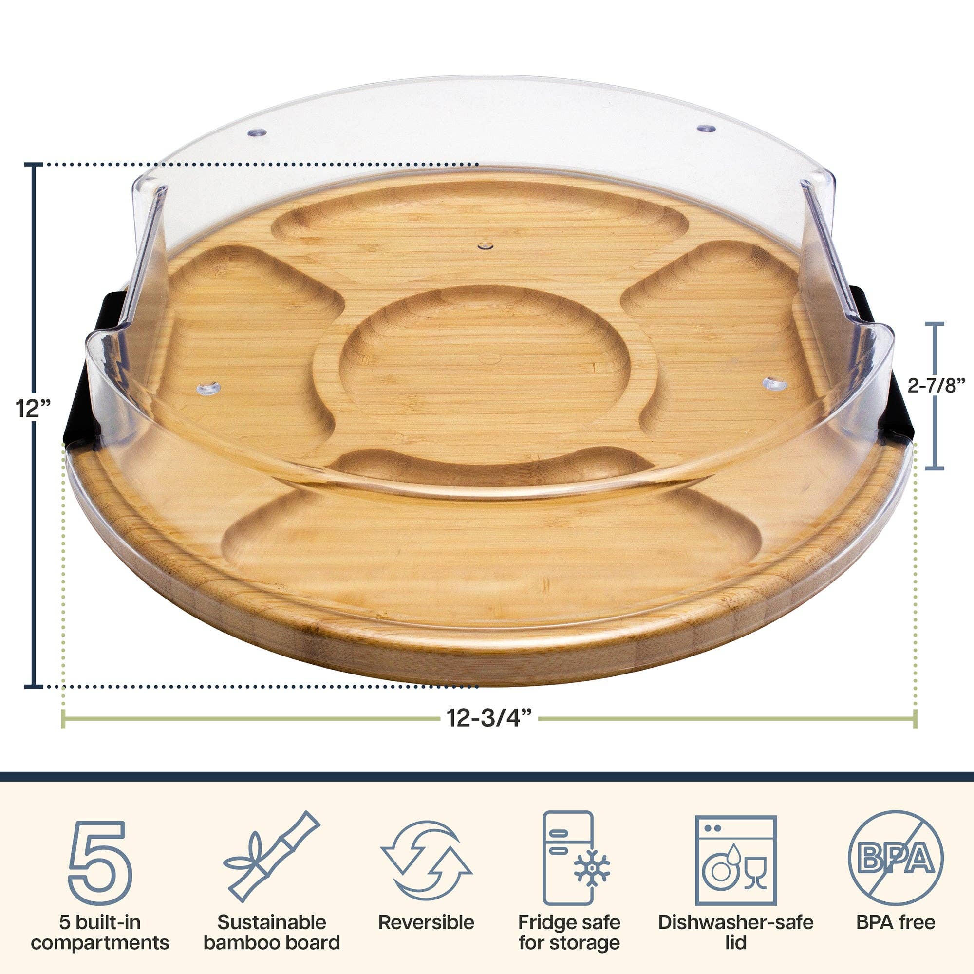 Flip, Serve & Store™ Round Charcuterie Board w/ Locking Lid