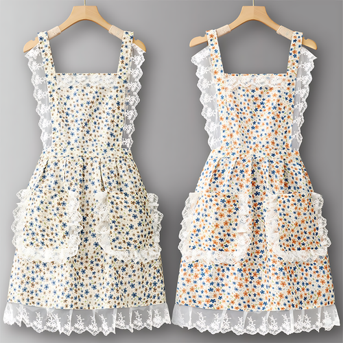 Floral Lace Trim Kitchen Apron for Women_CWMM6594