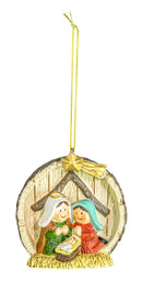Youthful Holy Family Christmas Manger Ornament