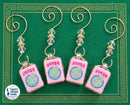 Pink Mahjong Joker Ornaments, Mahj Christmas Set of 4, Authentic Mahjong Tile, Mahjong Lover Christmas Gift for her, club ornament exchange