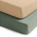 Muslin Cotton Fitted Crib Sheet, 2 Pack by Comfy Cubs