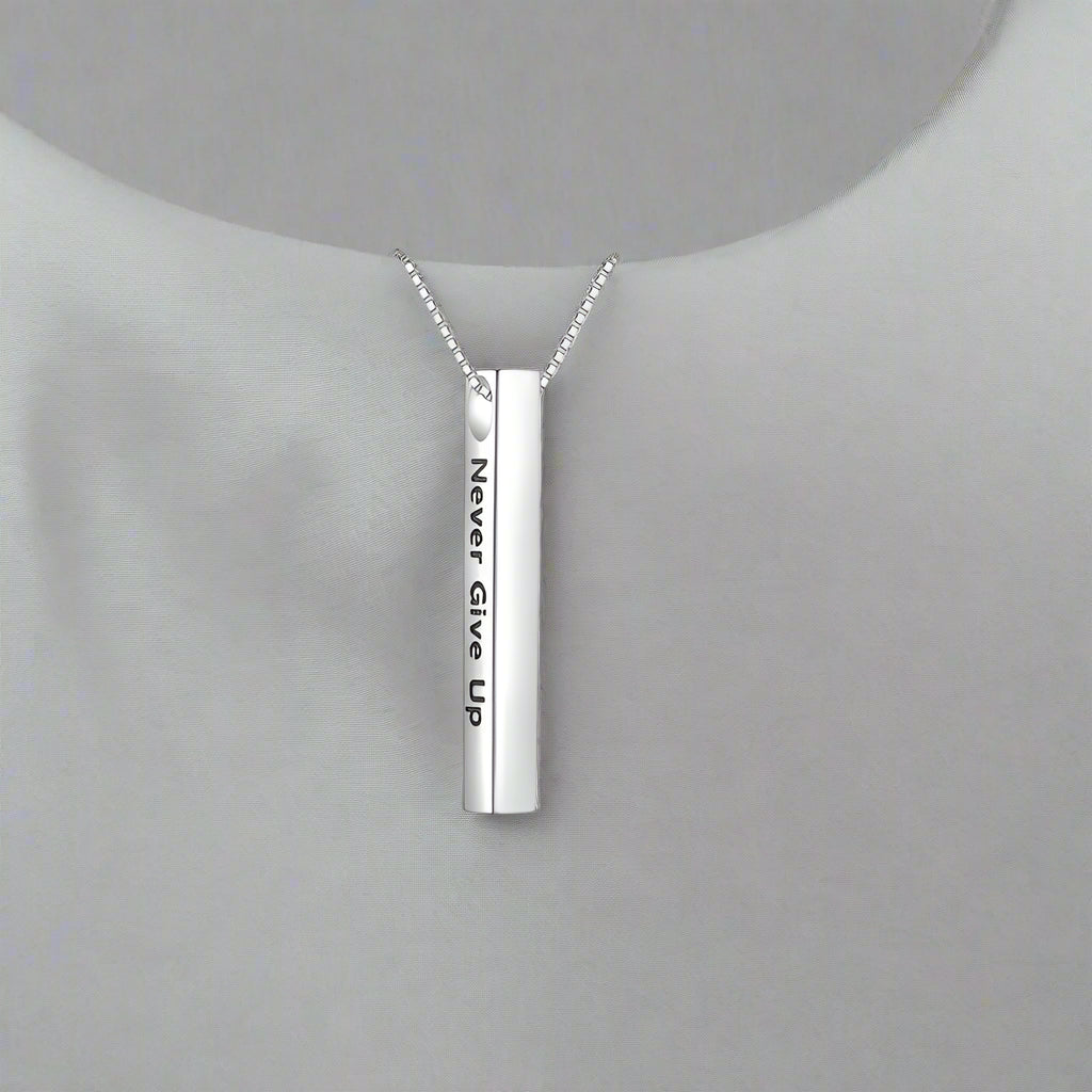 Sterling Silver "Never Give Up" Necklace