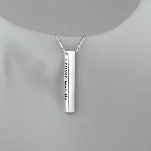 Sterling Silver "Never Give Up" Necklace
