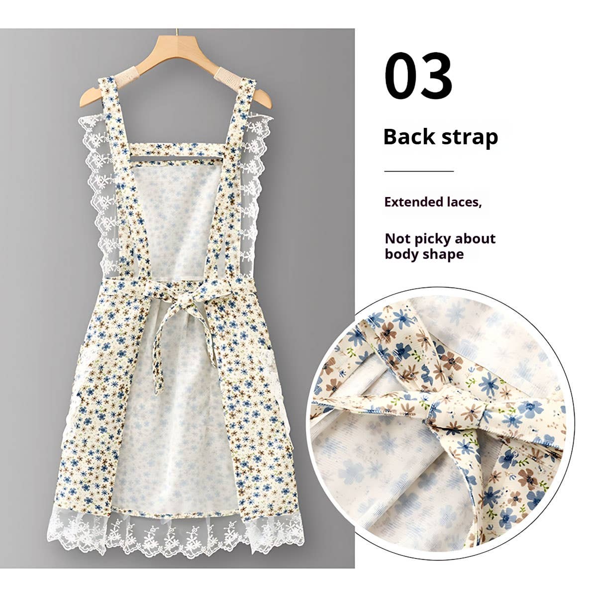 Floral Lace Trim Kitchen Apron for Women_CWMM6594