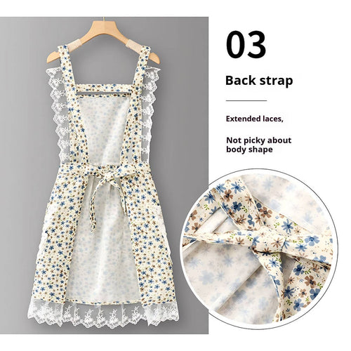 Floral Lace Trim Kitchen Apron for Women_CWMM6594