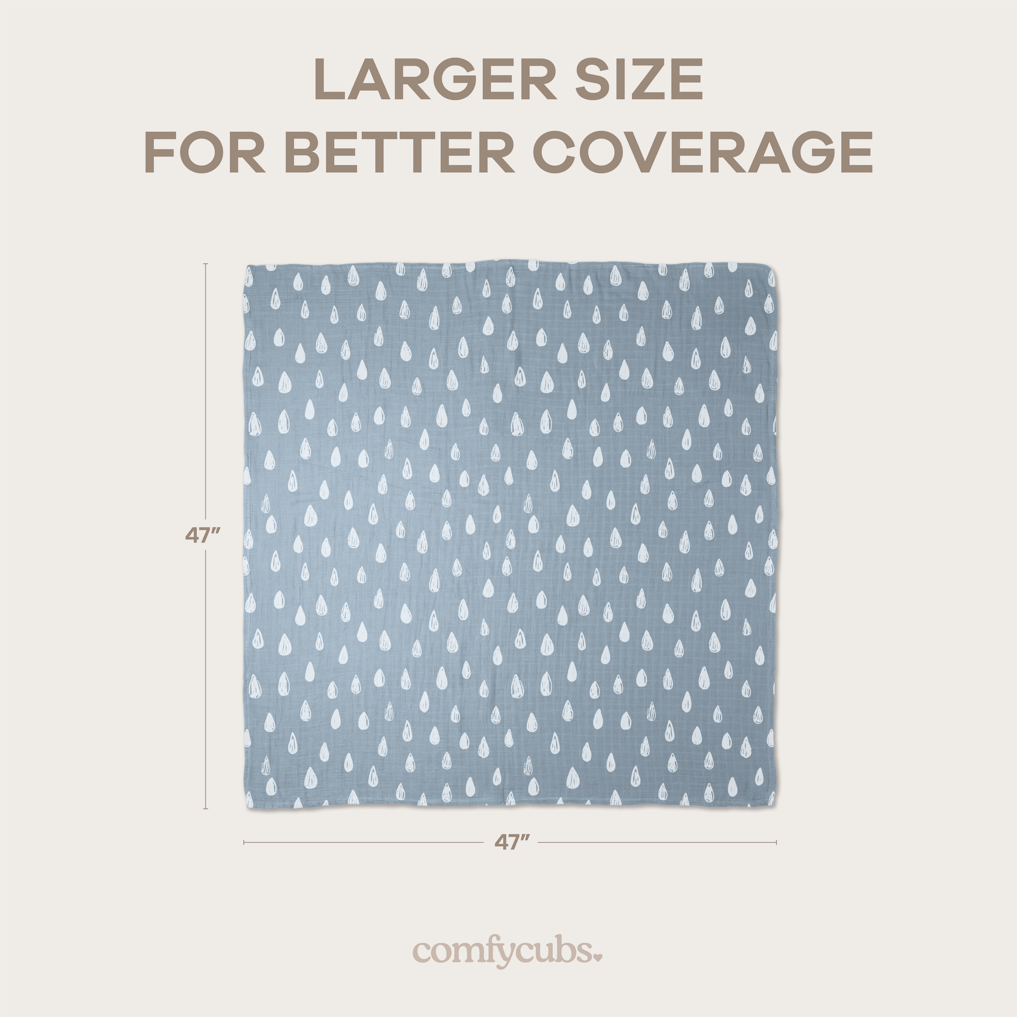 Muslin Swaddle Blankets, Pack of 4, 47" x 47" by Comfy Cubs