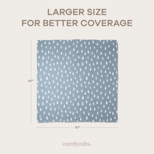 Muslin Swaddle Blankets, Pack of 4, 47" x 47" by Comfy Cubs
