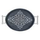 Last Call BW wd/inly Oval Tray w/handles