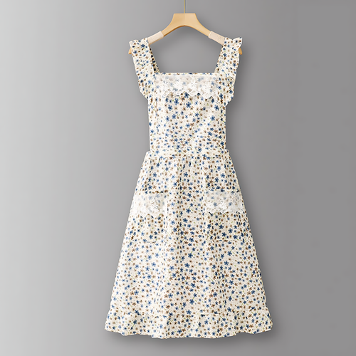 Floral Lace Trim Kitchen Apron for Women_CWMM6594