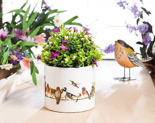 Sm Birds on Wire Planter-4.5" D